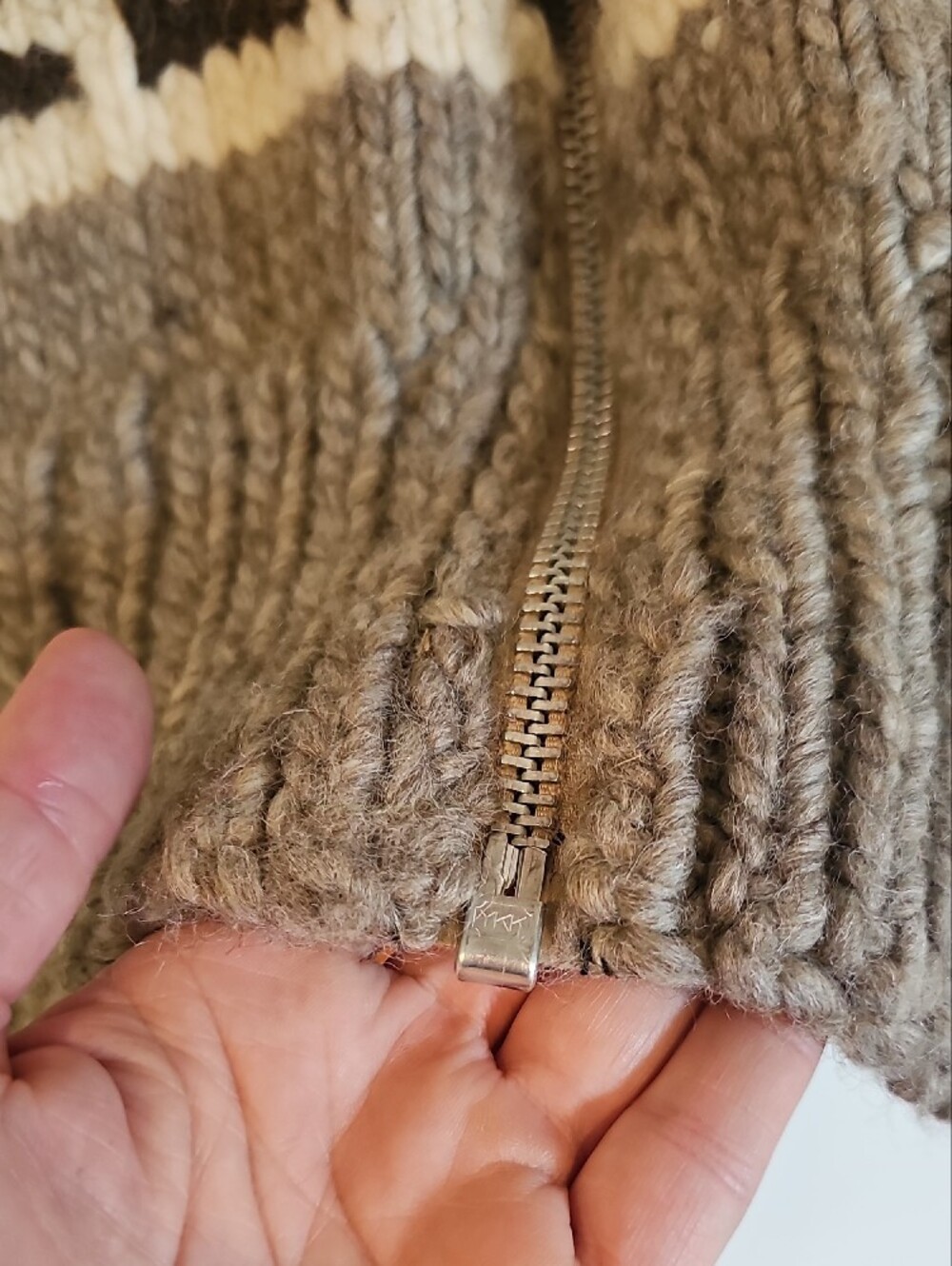 Hand Knit Vintage Cowichan Wool Vest With Owl Pattern - Picture 6 of 9